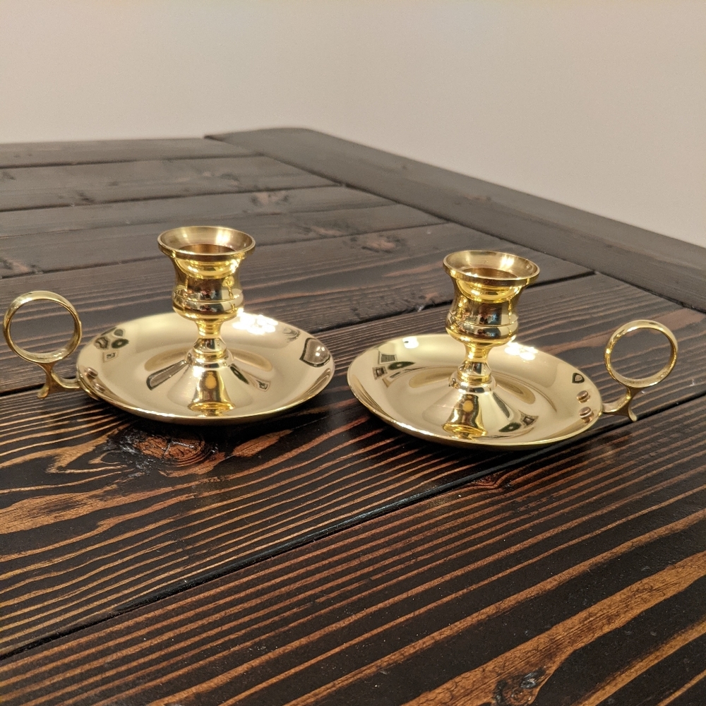 Polished Baldwin Brass Chambersticks Set of 2